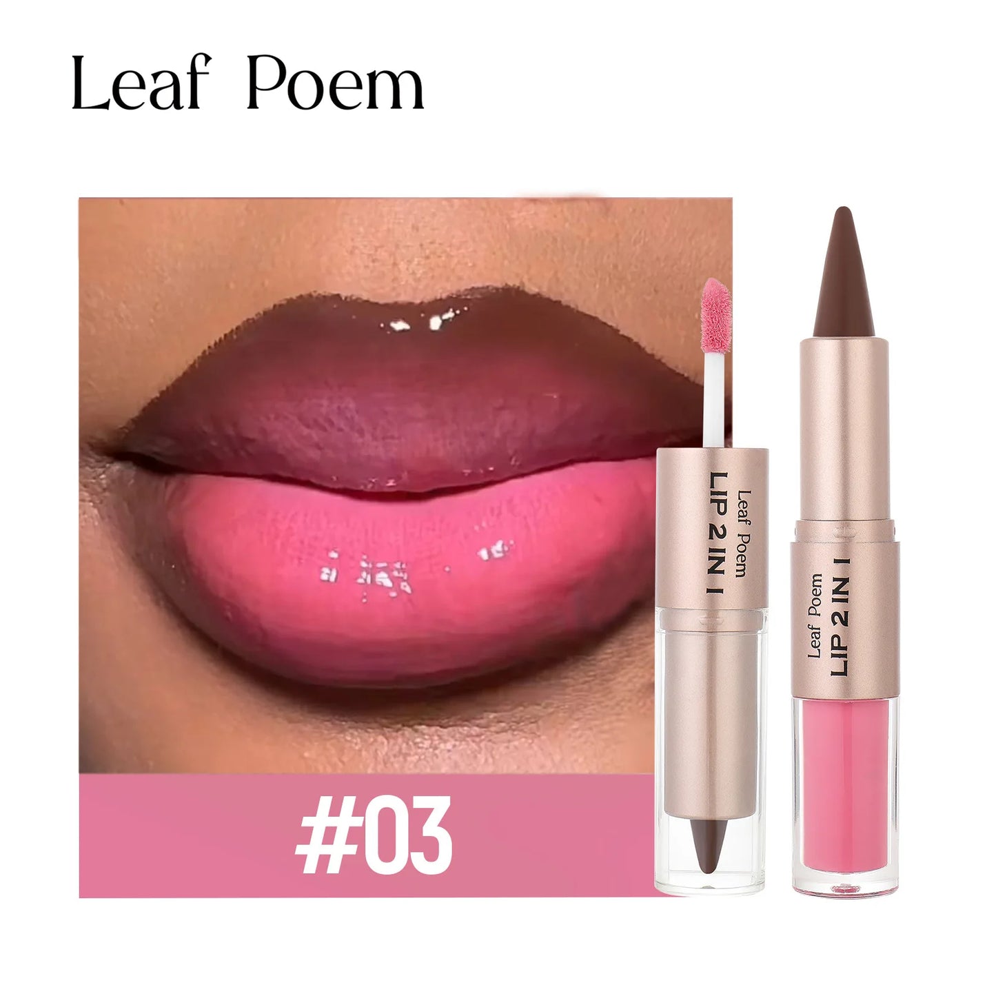 Black Brown Tapered Lip Liner Contour Pencil Double Head Mirror Plumping Lip Glaze.
