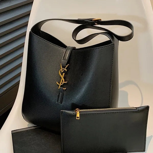 Genuine Soft Leather Bucket Bag.