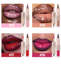 Black Brown Tapered Lip Liner Contour Pencil Double Head Mirror Plumping Lip Glaze.