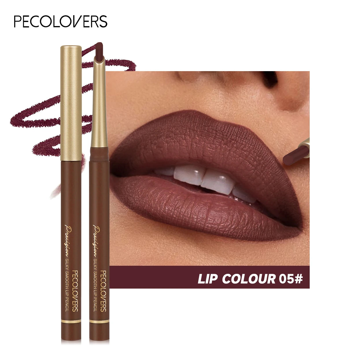 Matte 6-colors Lip Liner Pencil Bevel Design Nib Lip Contour.