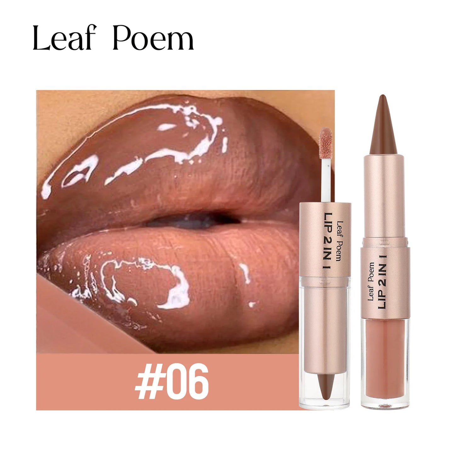 Black Brown Tapered Lip Liner Contour Pencil Double Head Mirror Plumping Lip Glaze.