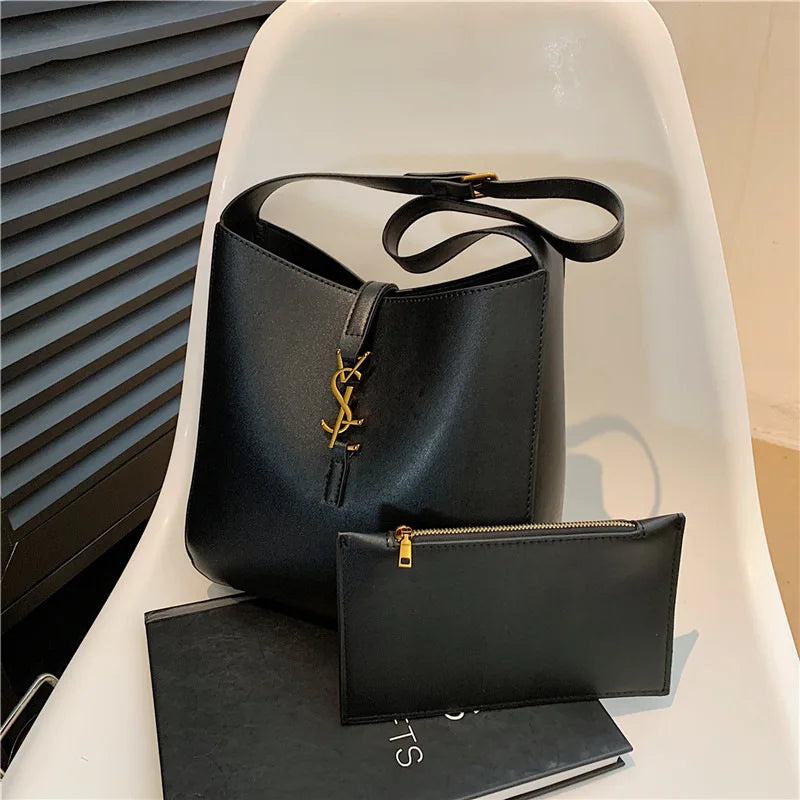 Genuine Soft Leather Bucket Bag.