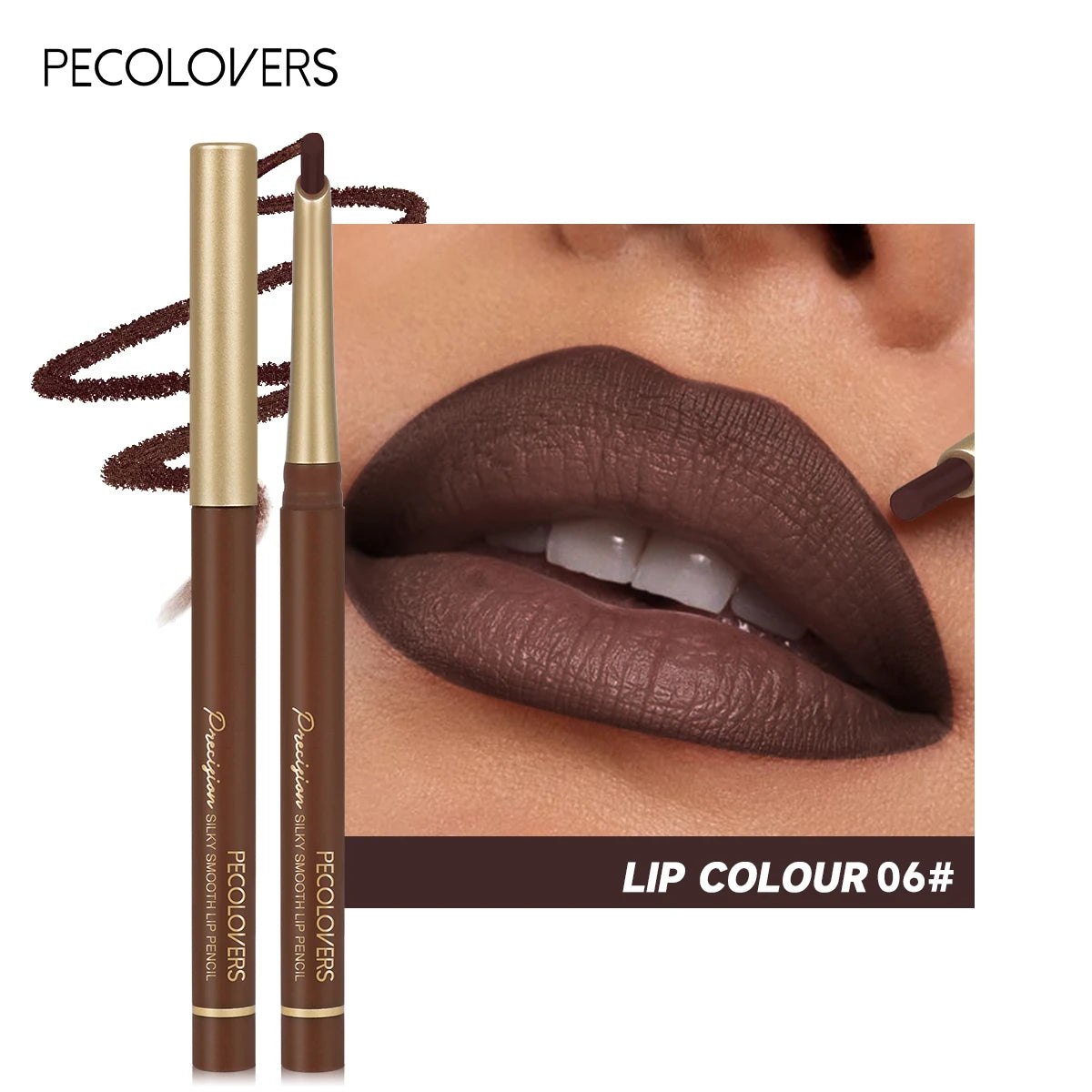 Matte 6-colors Lip Liner Pencil Bevel Design Nib Lip Contour.