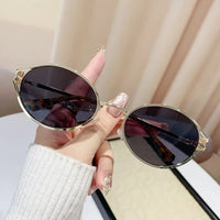 1Pc Retro Fashion Metal Oval Frame Sunglasses, Multi-Colored Lenses Available.