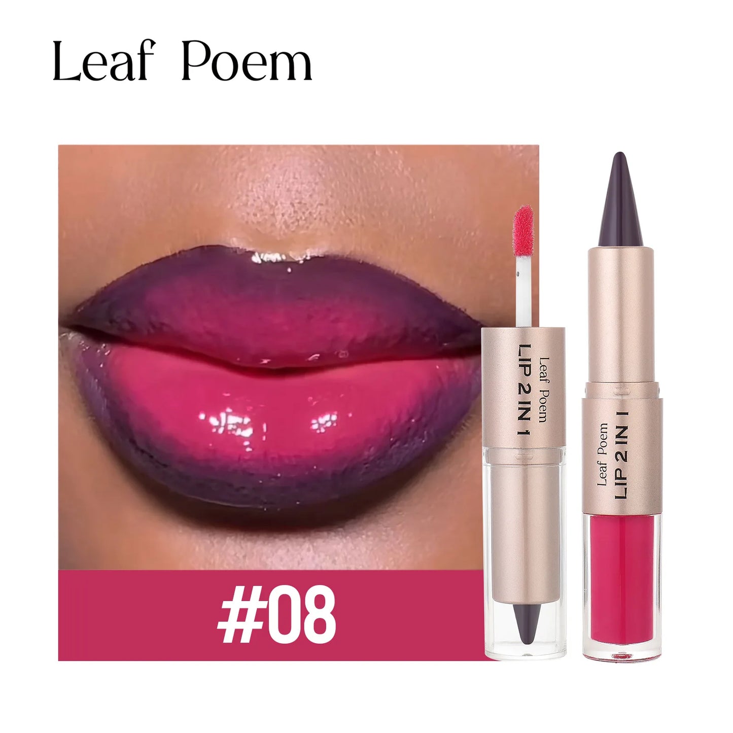 Black Brown Tapered Lip Liner Contour Pencil Double Head Mirror Plumping Lip Glaze.